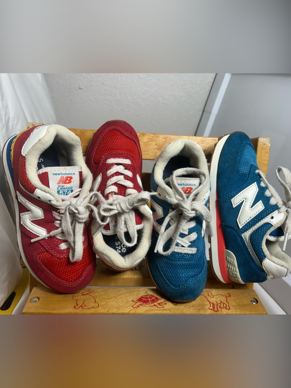 New Balance Kids Red and Blue Retro Running Sneakers